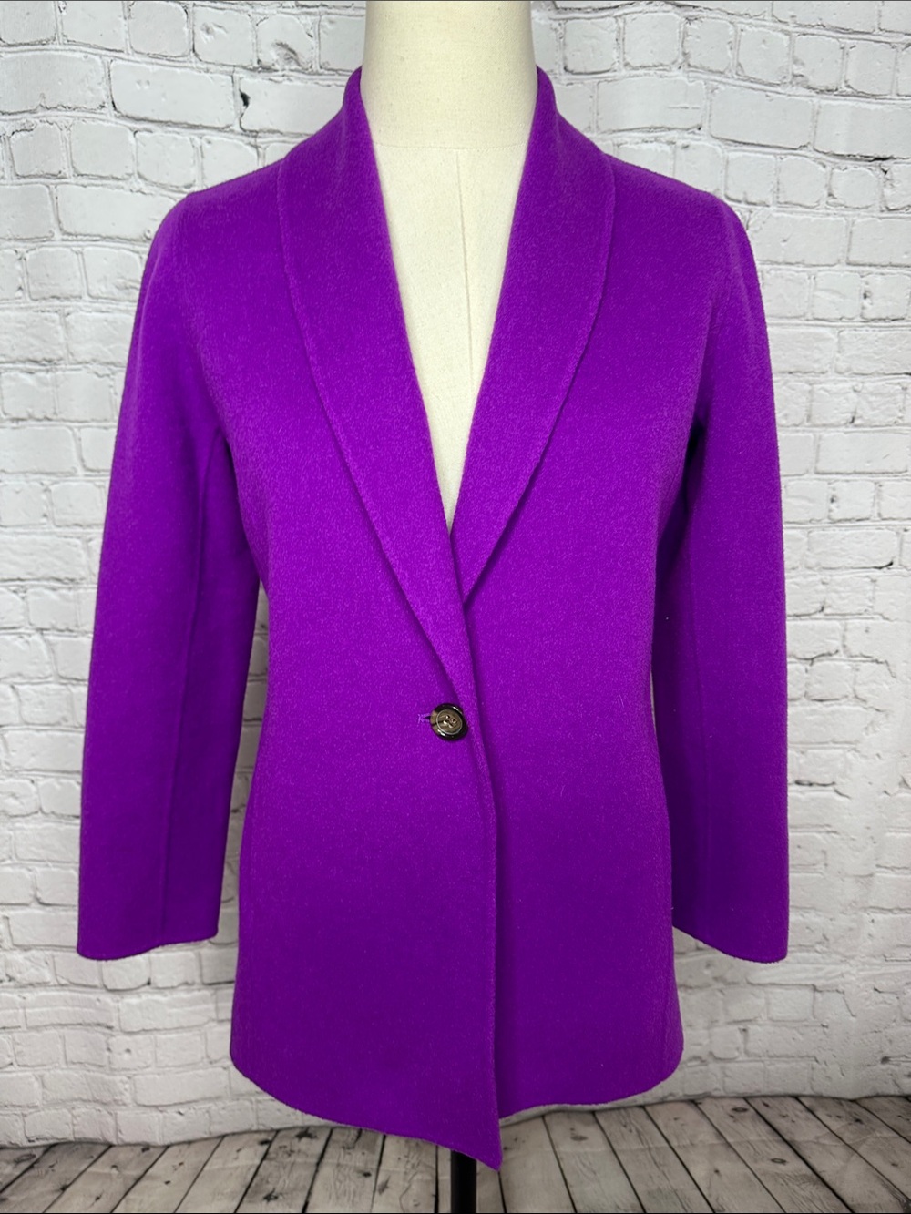 Talbots 2P Orchid Purple Wool Longline Blazer Jacket